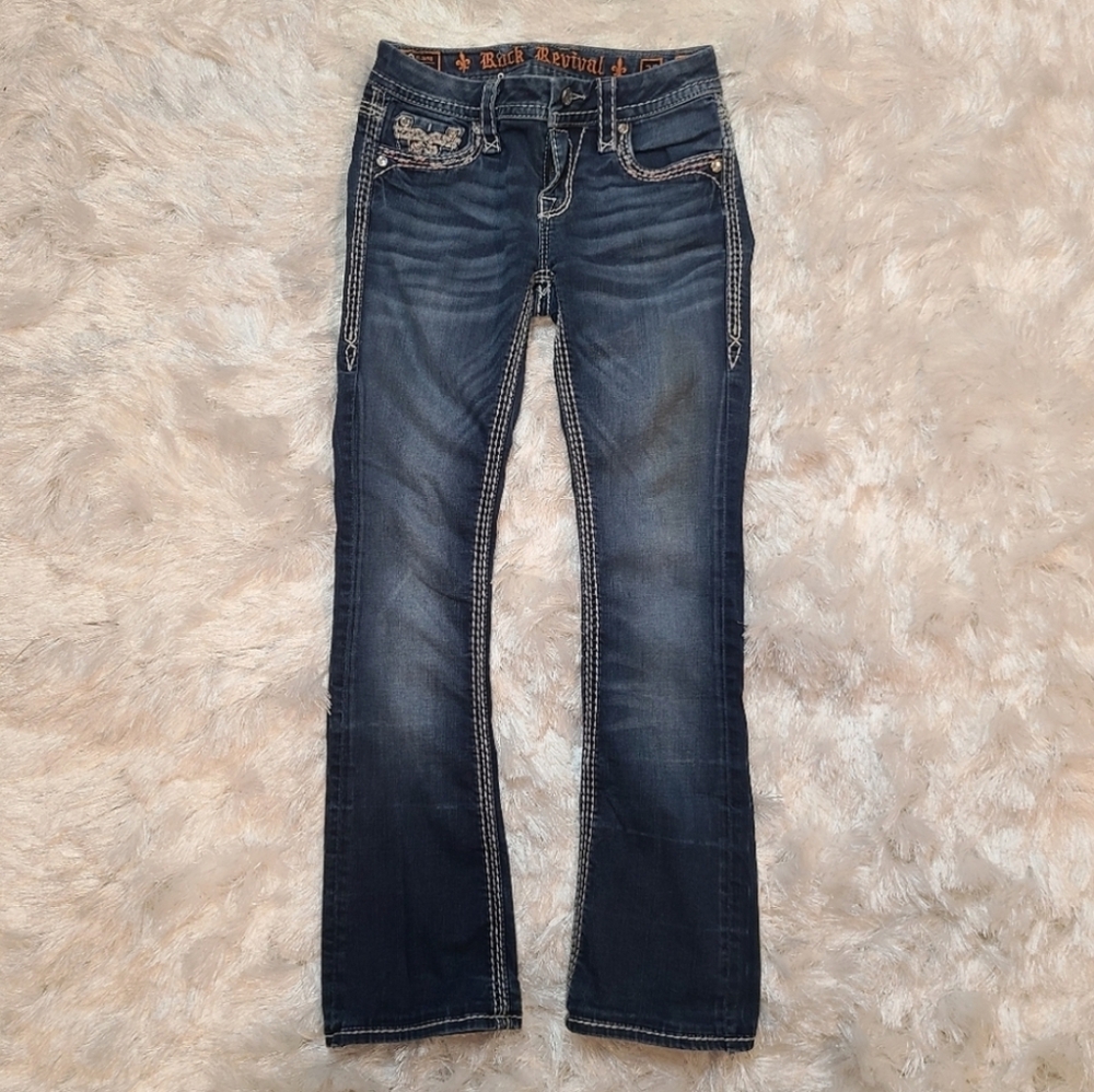 Rock Revival Urban Red Mid-Rise Boot Cut Jeans - Picture 1 of 7